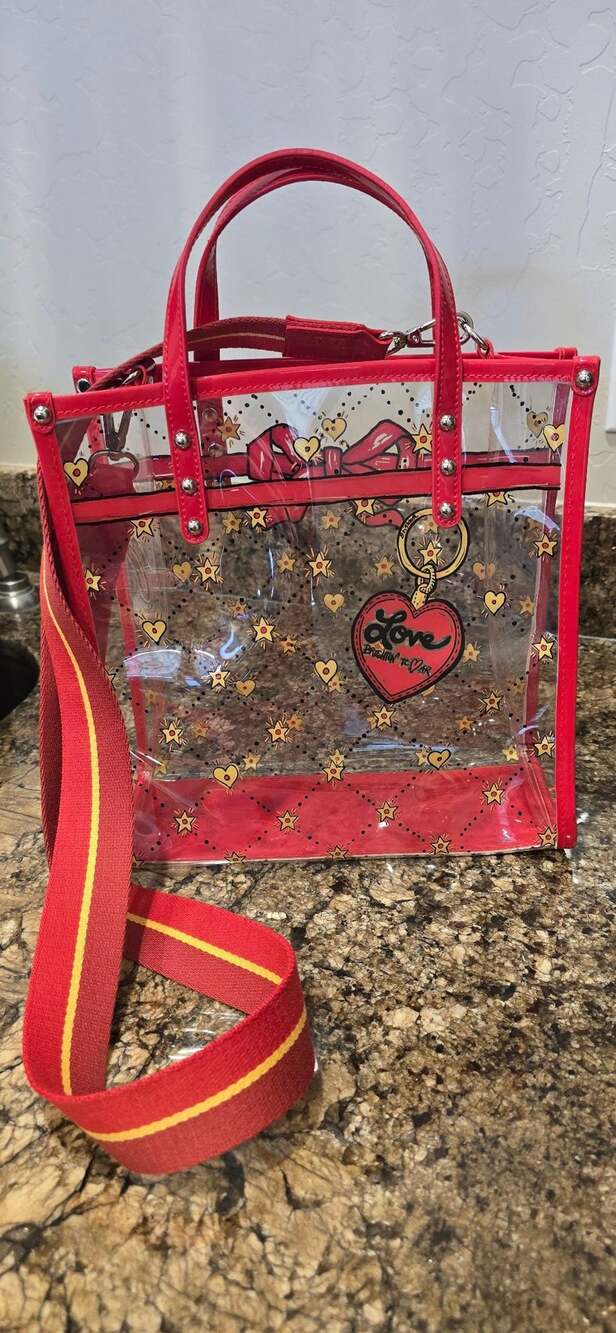 Brighton Tom Clancy Celebrate Clear PVC Tote Bag Red